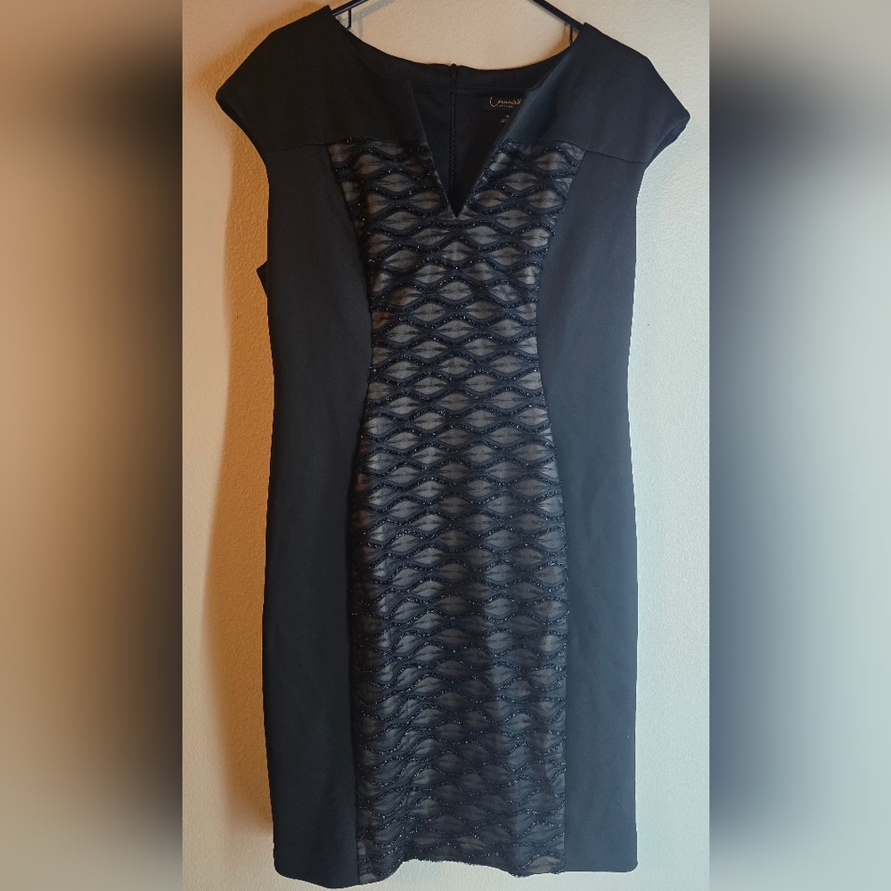 Connected Apparel Black Sheath dress Size 14